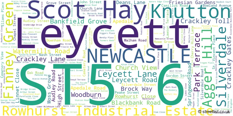 A word cloud for the ST5 6 postcode